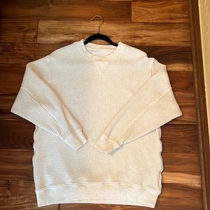 Aerie Waffle Knit Tunic Sweatshirt, Size Med, Oatmeal/Linen Color